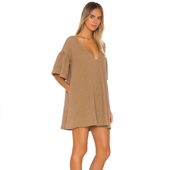 NEW L’ACADEMIE BROWN V-NECK MINI DRESS - Picture 4 of 8